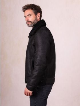 Harrier Sheepskin Flying Jacket in Black