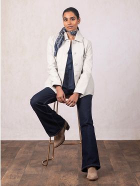 Mawbray Collared Leather Jacket in Parchment