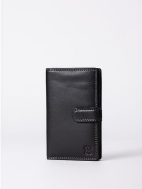 Medium Leather Tab Purse in Black