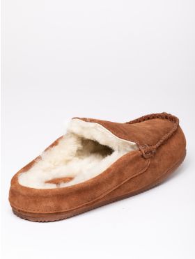 Sheepskin Moccasin Slider Slippers in Tan