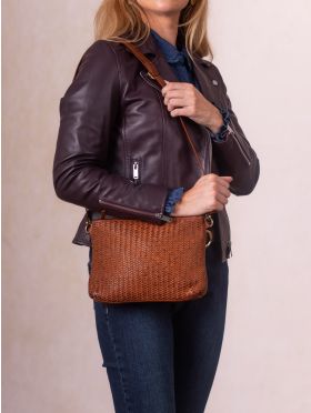Wreay Leather Cross Body Bag in Cognac