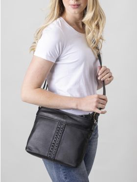 Farlam Leather Cross Body Bag in Black