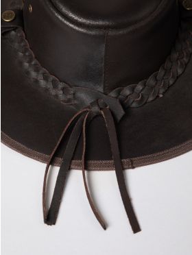 Outback III Australian Style Leather Hat in Brown