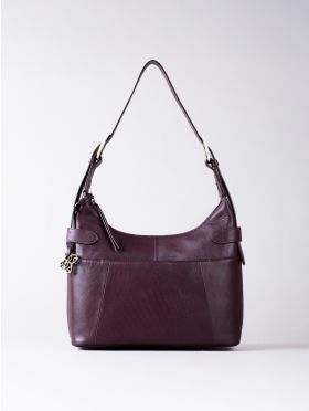 Newby Leather Hobo Shoulder Bag in Burgundy