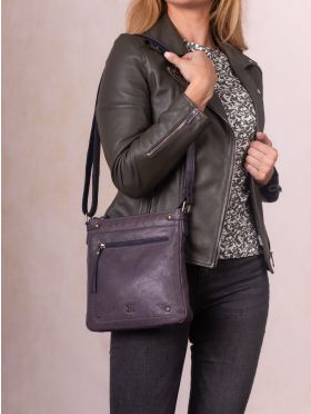 Harstone Large Leather Cross Body Bag in Blue