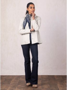 Mawbray Collared Leather Jacket in Parchment