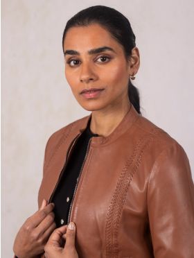 Annaside Leather Jacket in Tan