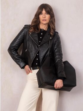 Esthwaite II Leather Biker Jacket in Black