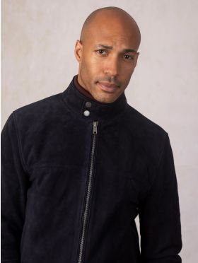 Hayton Suede Jacket in Navy