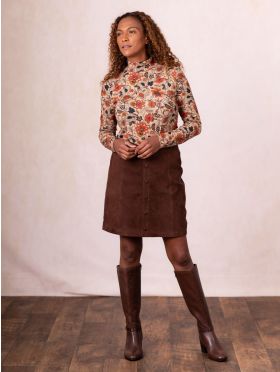 Suede A-Line Mini Skirt in Chocolate Brown
