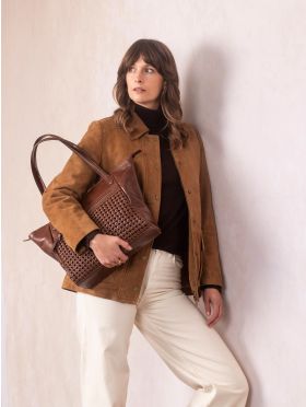 Waverton Woven Leather Tote Bag in Brown