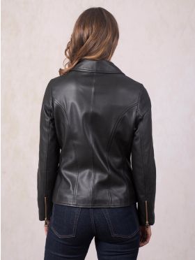 Knotts Leather Biker Jacket in Black