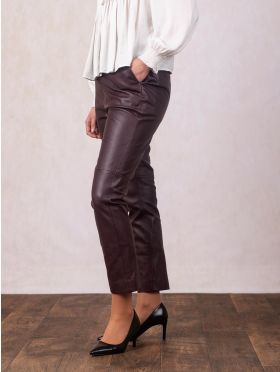 Leather Trousers in Berry