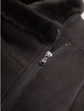 Armboth Shearling Aviator Jacket in Charcoal Grey
