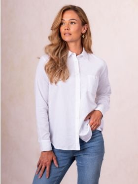 Nara Long Sleeve Cotton Shirt in White