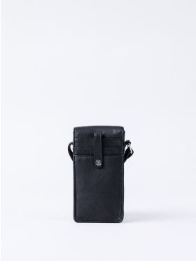 Bowness Leather Cross Body Phone Pouch in Black