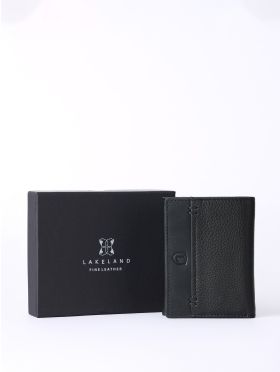 Stitch Leather Tri-Fold Wallet in Black