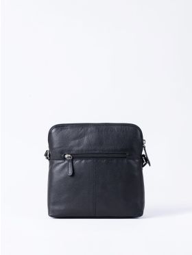 Raven Leather Cross Body Bag in Black
