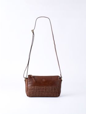 Waverton Woven Leather Cross Body Bag in Brown