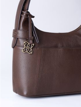 Newby Leather Hobo Shoulder Bag in Chocolate