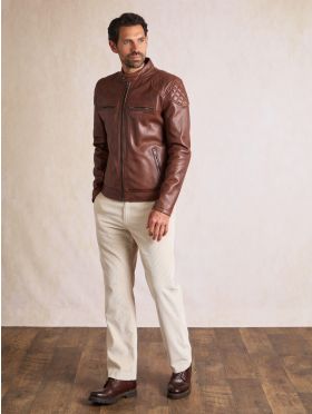 Stonecroft Leather Jacket in Dark Tan