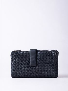 Wreay Large Leather Tab Purse in Black