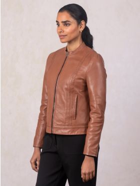 Annaside Leather Jacket in Tan