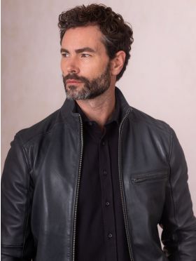 Penton Leather Jacket in Graphite Blue