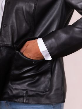 Millom Leather Jacket in Black