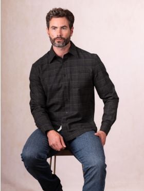 Keswick Cotton Checked Shirt in Dark Green
