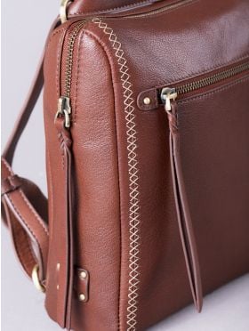 Castlerigg Leather Backpack in Dark Tan