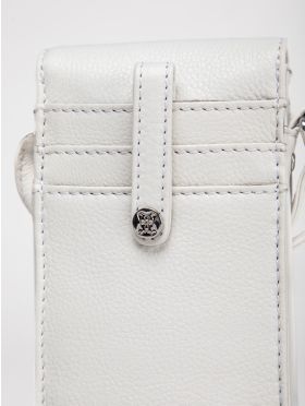 Bowness Leather Cross Body Phone Pouch in White