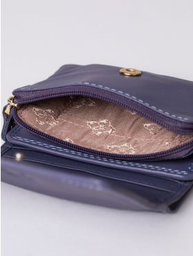 Small Leather Flapover Purse in Purple