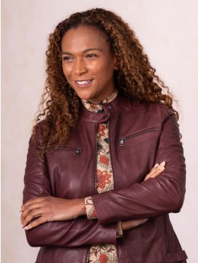 Buttermere Leather Racer Jacket in Burgundy
