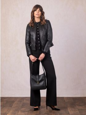 Dalston Leather Hobo Bag in Black