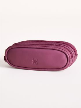 Leather Double Glasses Case in Mauve Soft Pink