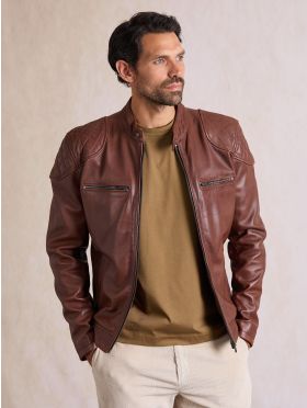 Stonecroft Leather Jacket in Dark Tan