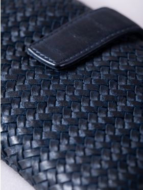 Wreay Large Leather Tab Purse in Navy