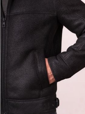 Harrier Sheepskin Flying Jacket in Black