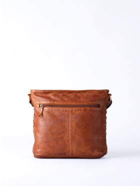Storrs Woven Leather Cross Body Bag in Cognac