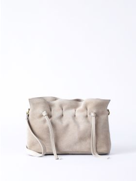 Santon Suede Cross Body Bag in Stone
