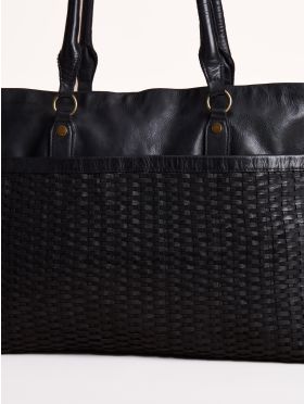 Piel Leather Tote Bag in Black