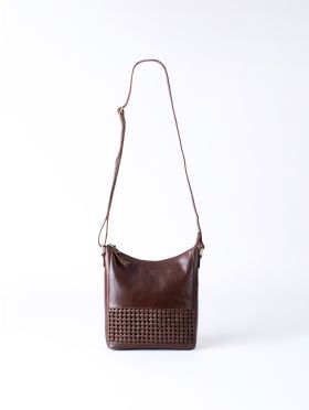 Waverton Woven Medium Leather Cross Body Bag in Brown