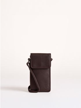 Bowness Leather Cross Body Phone Pouch in Brown