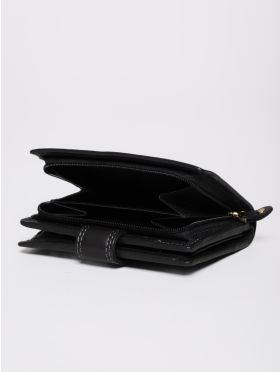Small Leather Tab Purse in Black