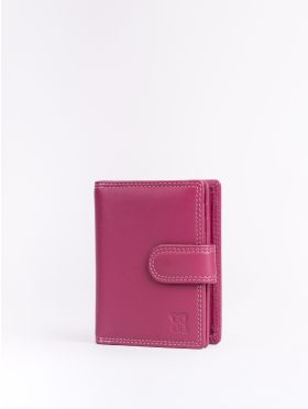 Small Leather Tab Purse in Cranberry Pink
