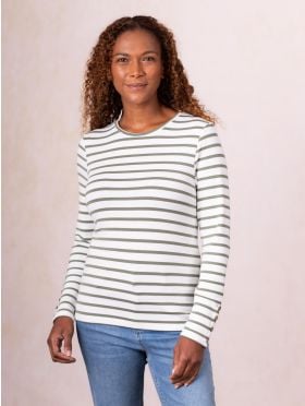 Everly Striped Top in Khaki