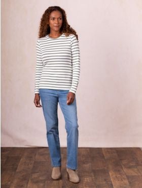 Everly Striped Top in Khaki