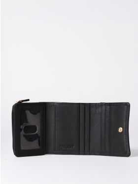 Small Leather Flapover Purse in Black