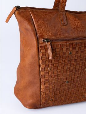 Storrs Woven Leather Tote Bag in Cognac